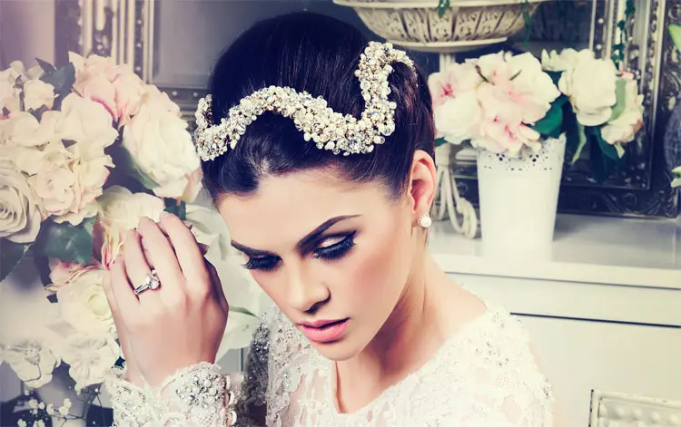 Bridal Wedding Clear Austrian Crystal Silver Flower Hair Clip Comb Head Piece 